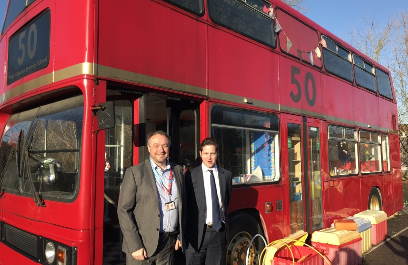 ALex Burghart MP with West Horndon Primary School head Matt O'Grady