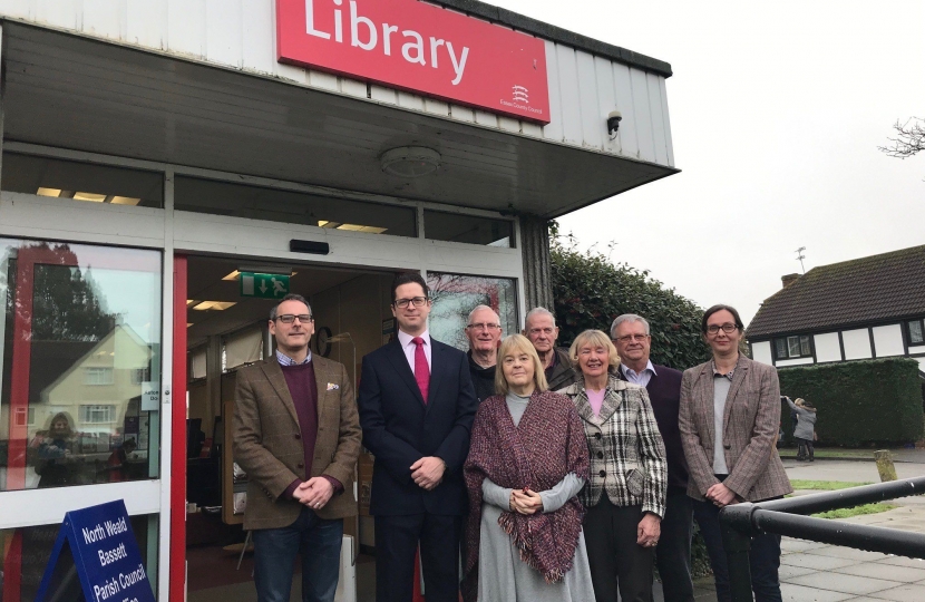 Alex Burghart MP with supporters of North Weald Library