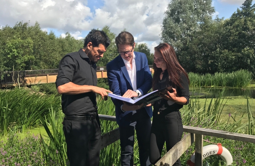 Alex Burghart MP with Bootcamp Squad's Nicole Antoniou and Michale Holding