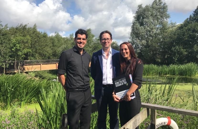 Alex Burghart Alex Burghart MP with Bootcamp Squad's Nicole Antoniou and Michale Holding