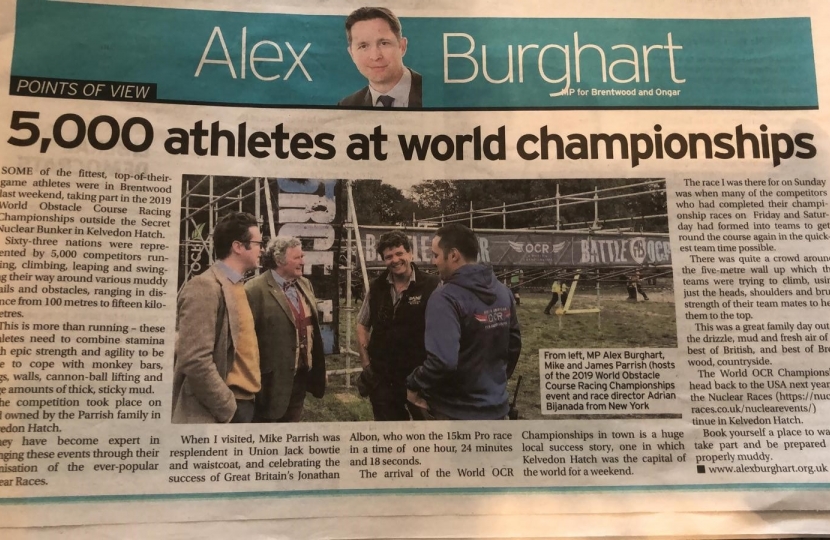 Alex Burghart writes for Brentwood Gazette