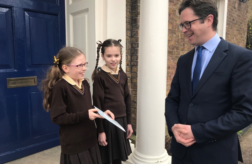 Alex Burghart with Sophie and Ella at Brentwood's Ursuline Preparatory School