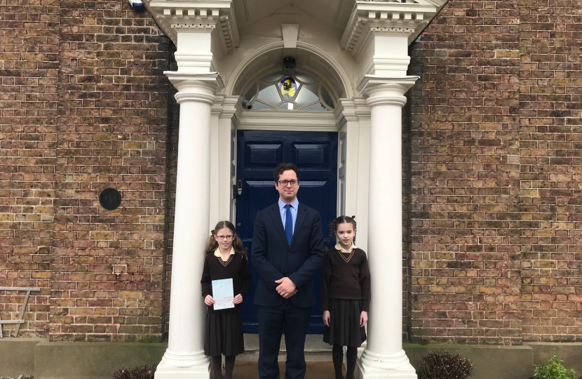 Alex Burghart with Sophie and Ella at Brentwood's Ursuline Preparatory School