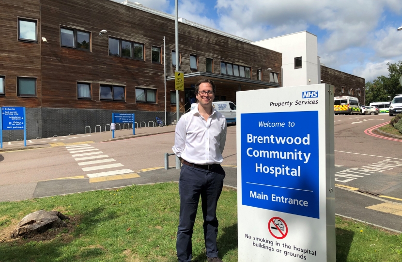 Alex Burghart outside Brentwood Community Hospital