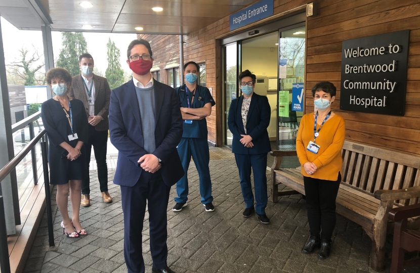 Alex Burghart MP at Brentwood Community Hospital (Taken pre national lockdown)