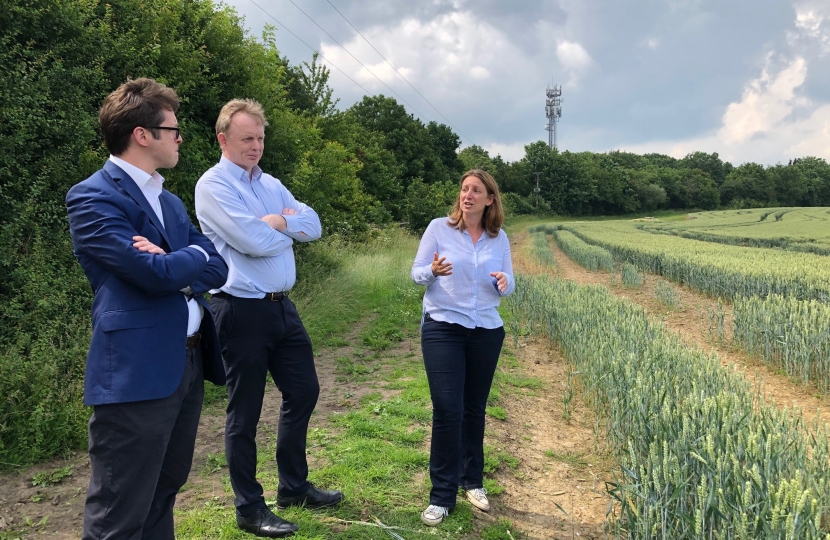 Alex Burghart MP With Matt Palmer and Emily Dawson of LTC at Hole Farm