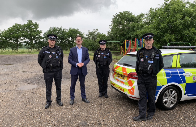 Alex Burghart MP with Ch Insp Paul Ballard, PC Mark Sheridan Brown and PS Lauren Sharland