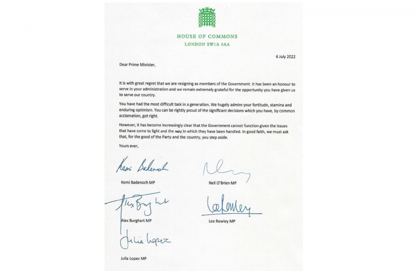 Ministerial Resignation Letter