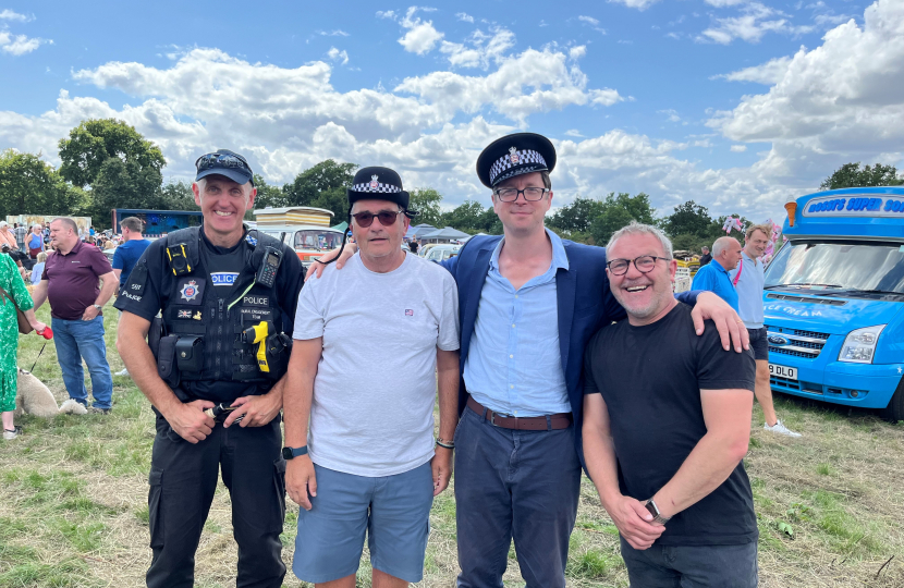 Alex Burghart MP with Rural Engagement Officer Matt Harkness, Cllr Cliff Poppy and Cllr Will Russell