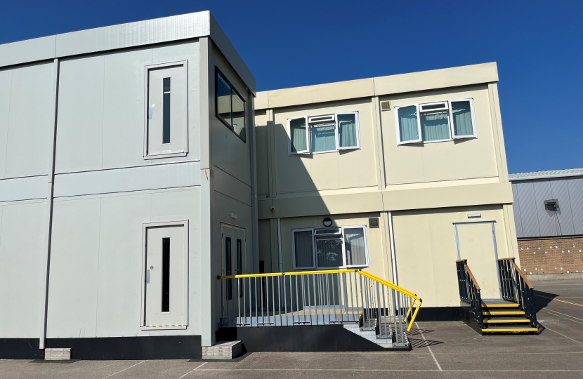 Temporary classroom block at Anglo European School