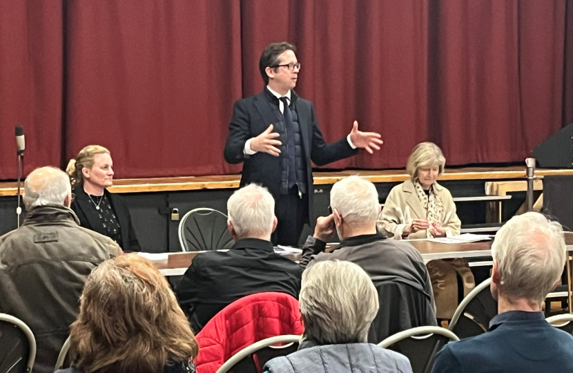 Alex Burghart MP at Pylons Meeting Ingatestone