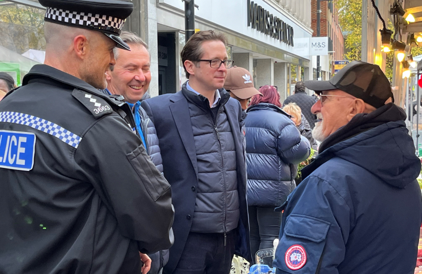 Alex Burghart MP at the Brentwood High Street Fruit Stall