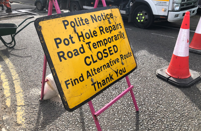 pothole repair sign KB