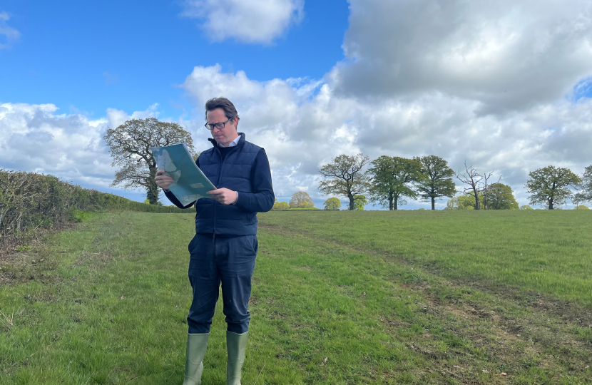 Alex Burghart MP at the proposed site for one of the pylons