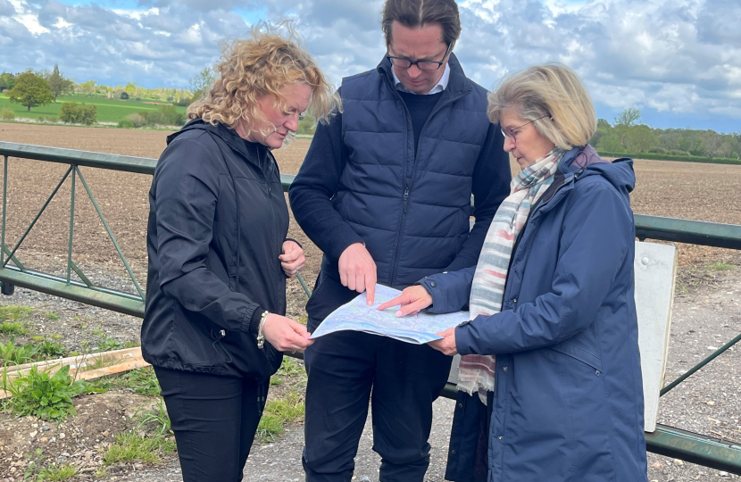 Cllr Louise McKinlay, Alex Burghart MP, Cllr Lesley Wagland