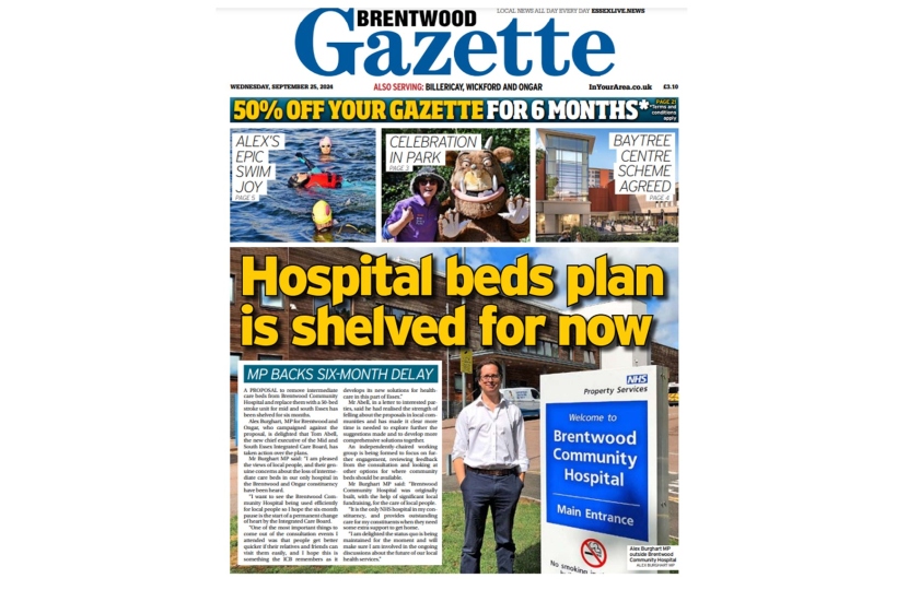 Brentwood Gazette Front Page