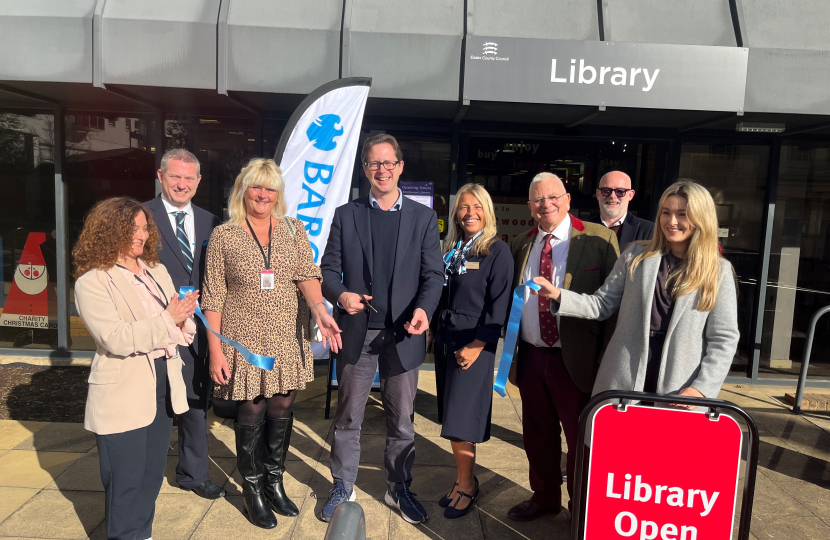 Alex Burghart MP open Barclays local at Brentwood Library