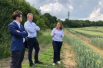 Alex Burghart MP With Matt Palmer and Emily Dawson of LTC at Hole Farm