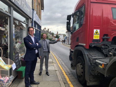 Alex Burghart MP and Cllr Jaymey McIvor on Ongar High Street