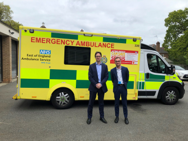 Alex Burghart MP with Tom Abell, CEO East of England Ambulance Trust