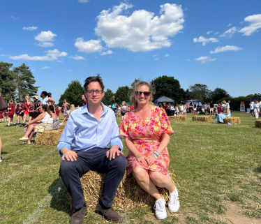 Alex Burghart MP and Moreton Primary School headteacher Nikki Batt