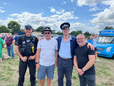 Alex Burghart MP with Rural Engagement Officer Matt Harkness, Cllr Cliff Poppy and Cllr Will Russell