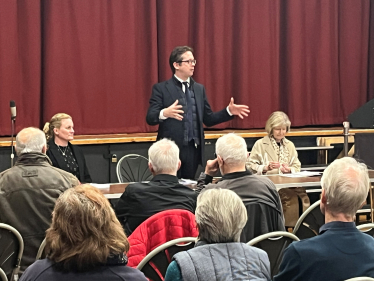 Alex Burghart MP at Pylons Meeting Ingatestone