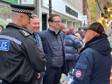 Alex Burghart MP at the Brentwood High Street Fruit Stall