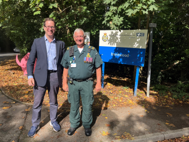 Alex Burghart MP with Community First Responder Ron Ridge